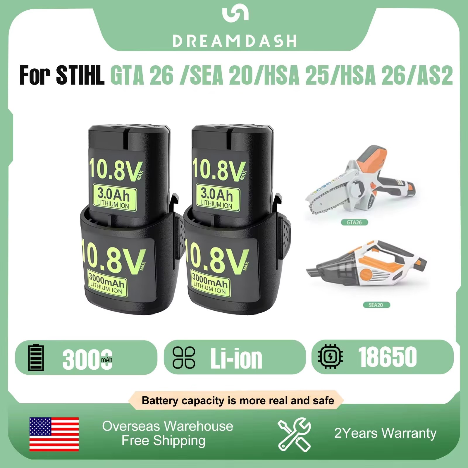 Tools Gta - Dreamdash 1/2/4Pcs 10.8V 3.0Ah Lithium-Ion Battery