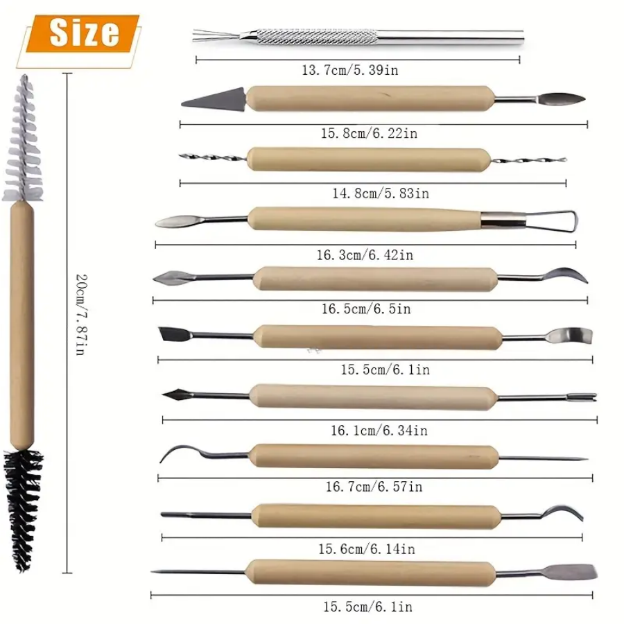 11pcs/set Pottery Tools  Wood  - Chisel Set Wood incelemesi ve fiyatı