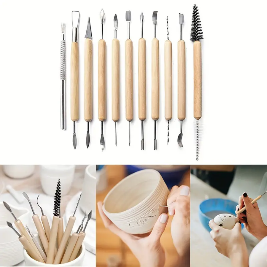 11pcs/set Pottery Tools  Wood  - Chisel Set Wood incelemesi ve fiyatı