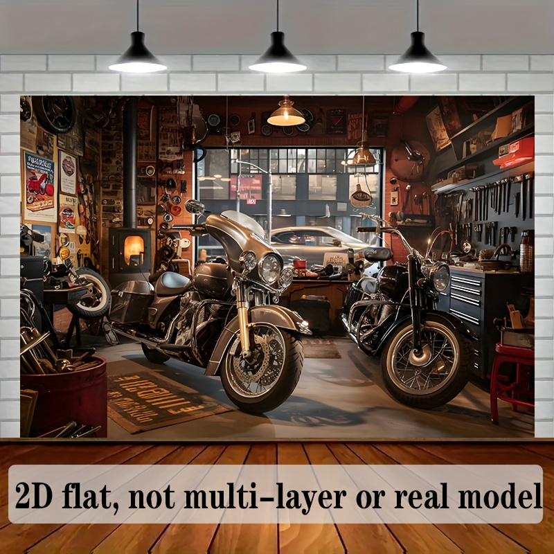 Motorcycle Garage Tapestry Cla - Workshop Tools Hanging incelemesi ve fiyatı