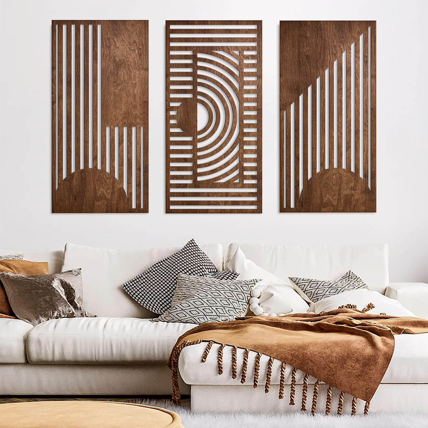 3 Pcs Geometric Wood Wall Art  - Chisel Set Wood incelemesi ve fiyatı
