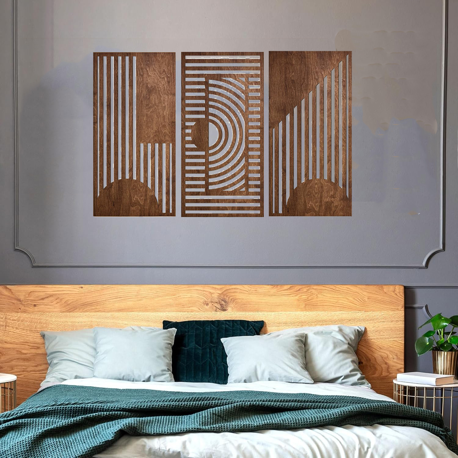 3 Pcs Geometric Wood Wall Art  - Chisel Set Wood incelemesi ve fiyatı