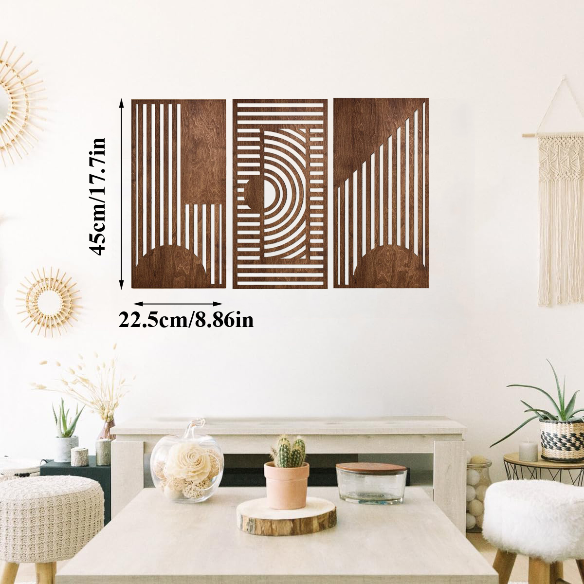 3 Pcs Geometric Wood Wall Art  - Chisel Set Wood incelemesi ve fiyatı
